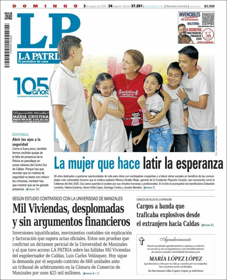 Portada de La Patria · 2 ago 2026