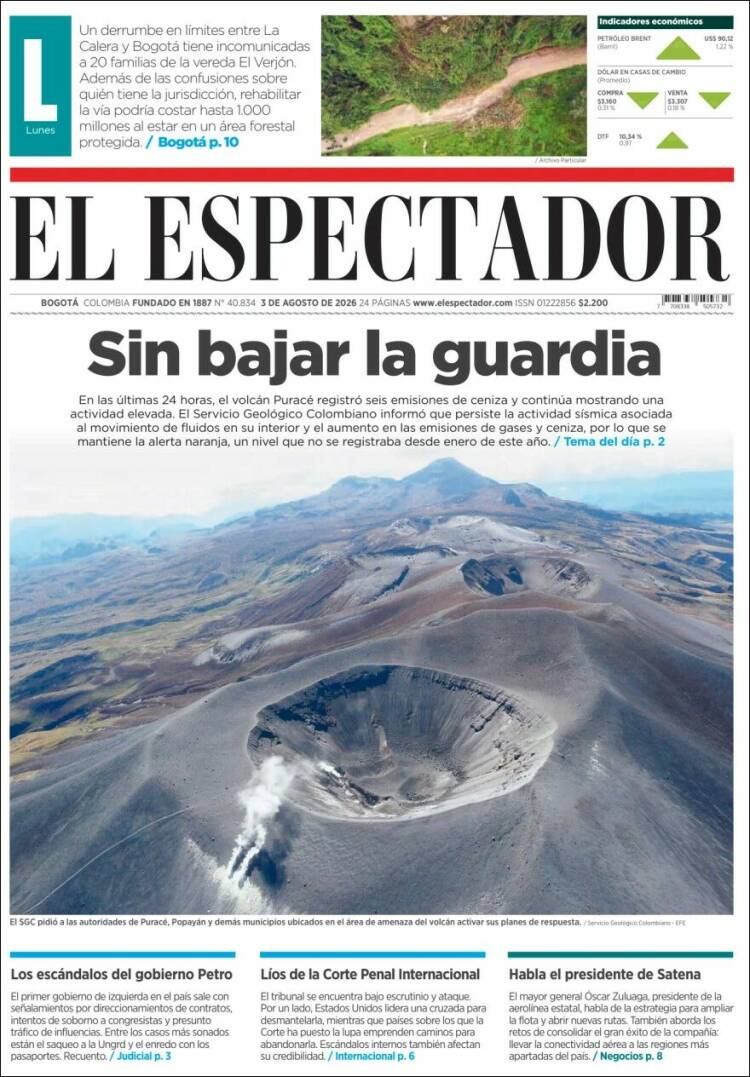 Portada de El Espectador · 3 ago 2026
