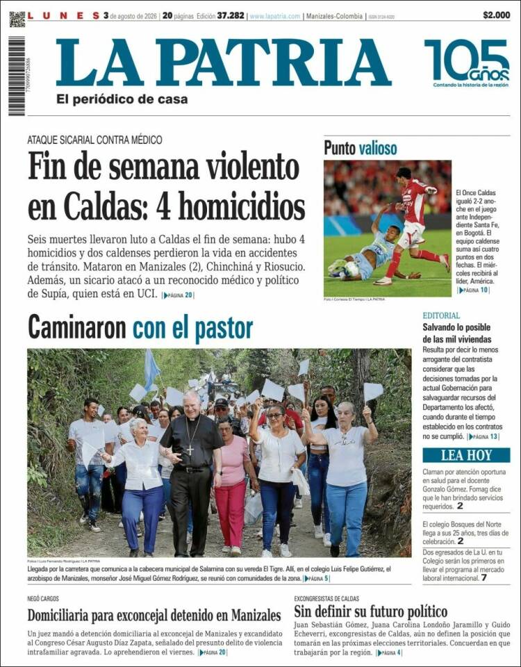 Portada de La Patria · 3 ago 2026