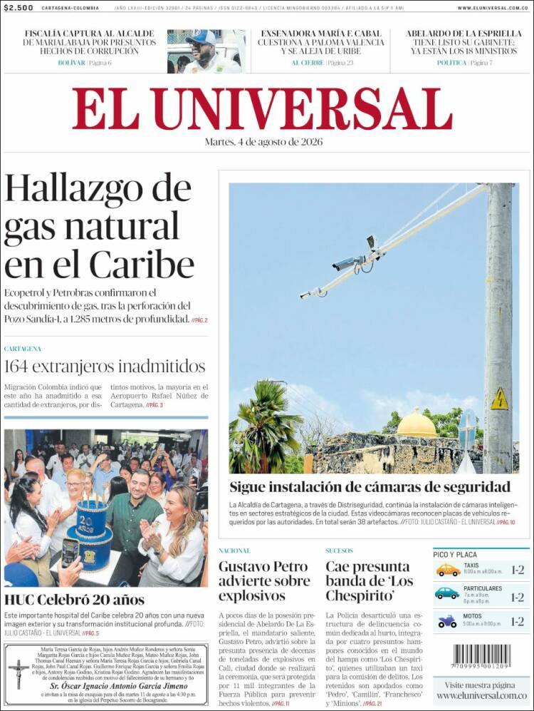Portada de El Universal · 4 ago 2026