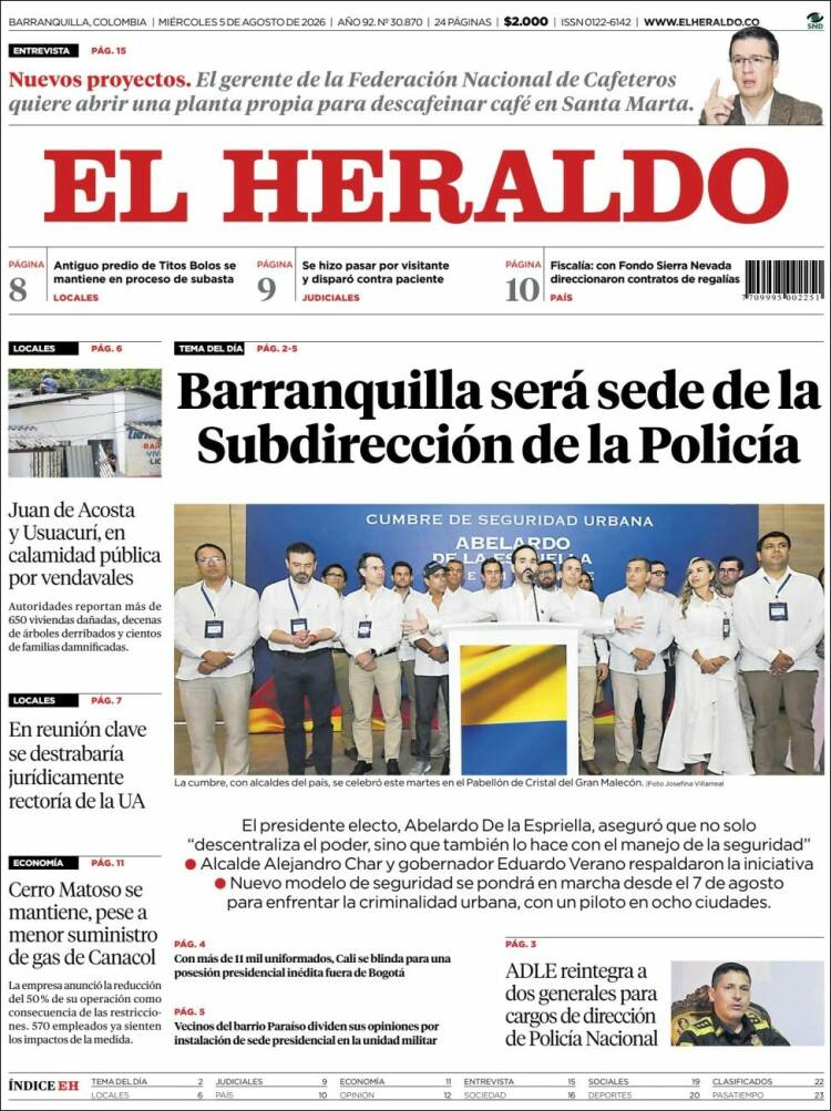Portada de El Heraldo · 5 ago 2026