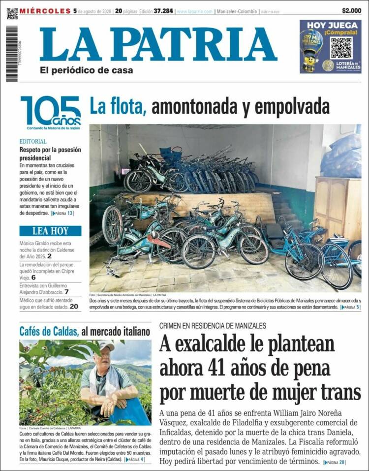 Portada de La Patria · 5 ago 2026