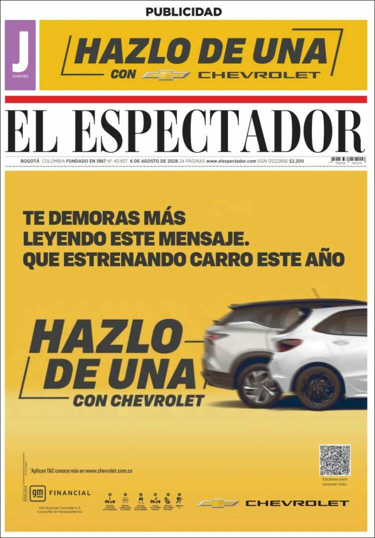 Portada de El Espectador · 6 ago 2026