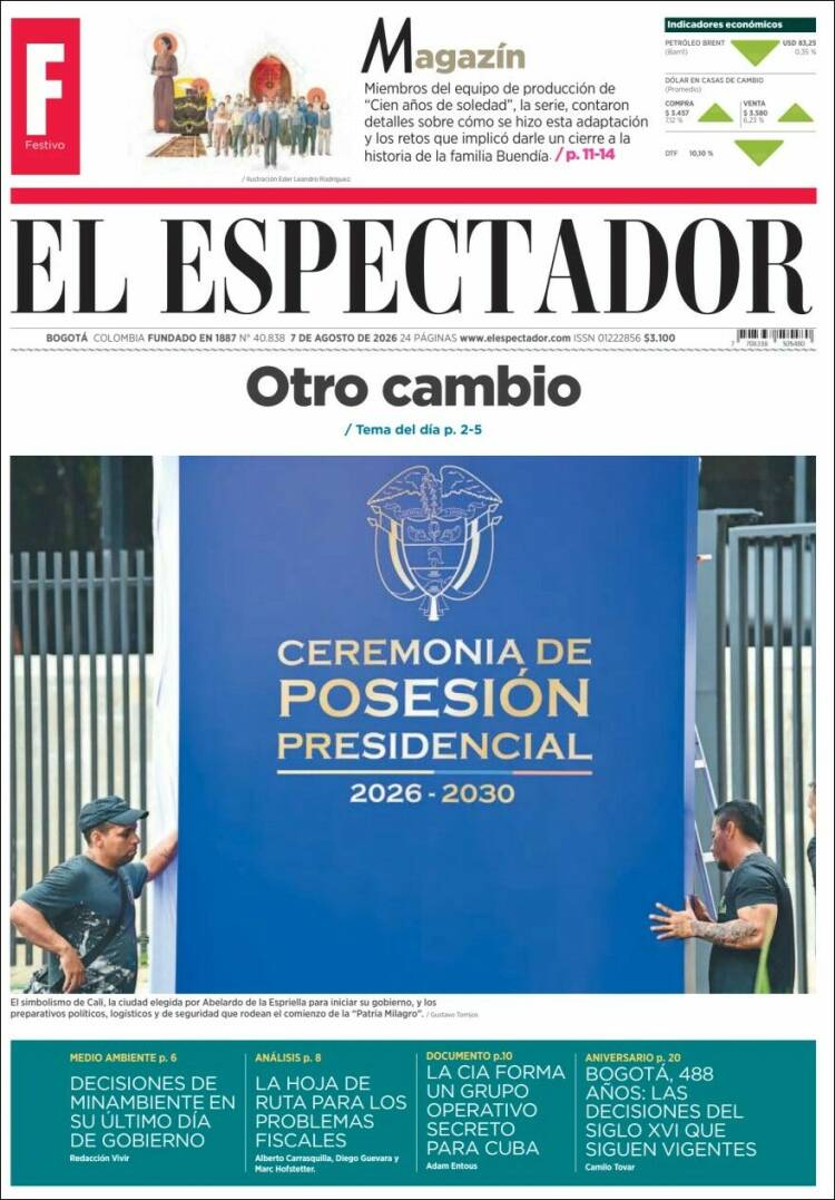 Portada de El Espectador · 7 ago 2026