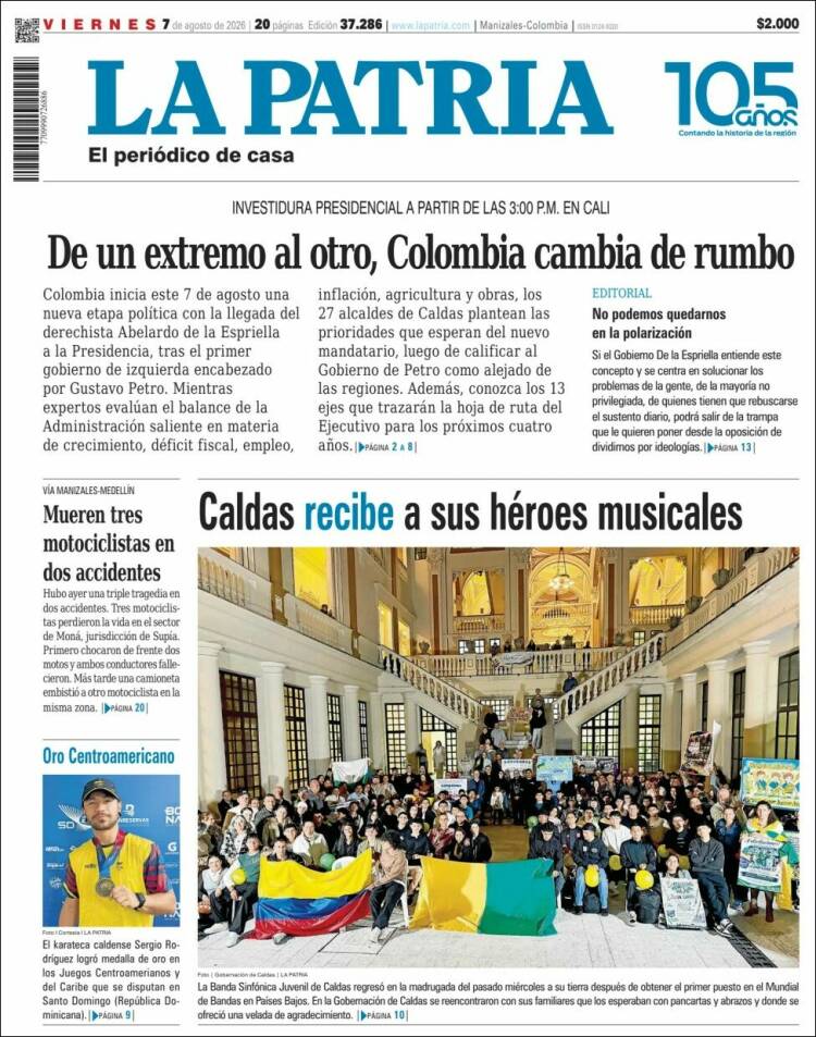 Portada de La Patria · 7 ago 2026