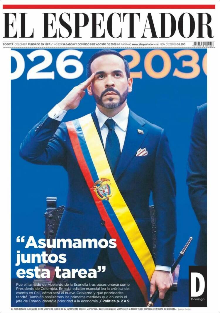 Portada de El Espectador · 8 ago 2026