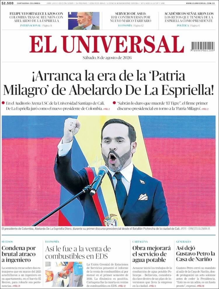 Portada de El Universal · 8 ago 2026