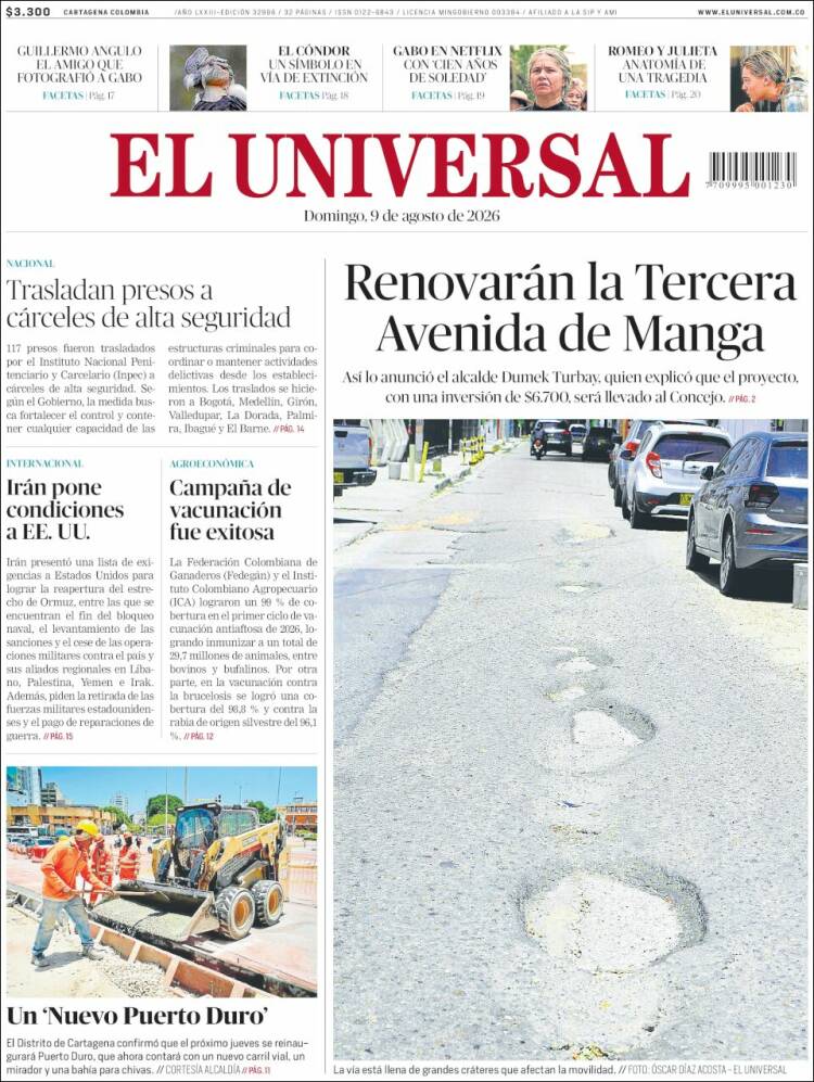 Portada de El Universal · 9 ago 2026