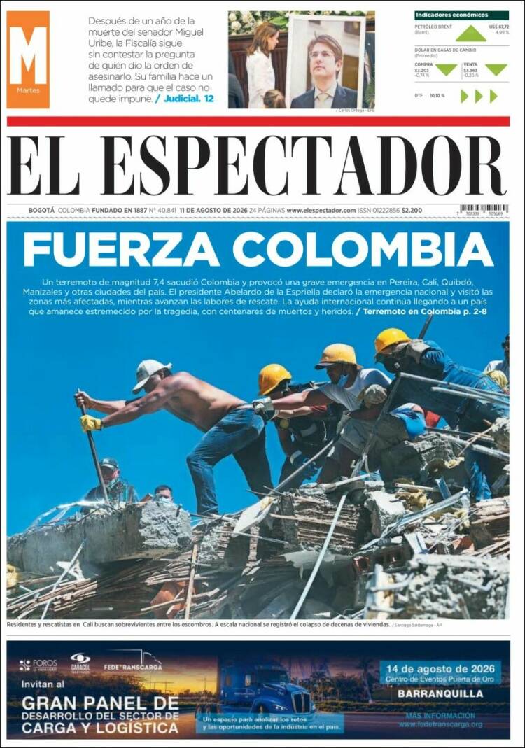 Portada de El Espectador · 11 ago 2026