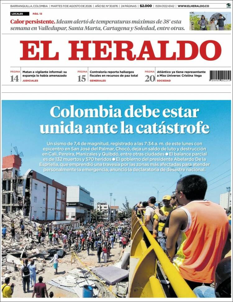 Portada de El Heraldo · 11 ago 2026