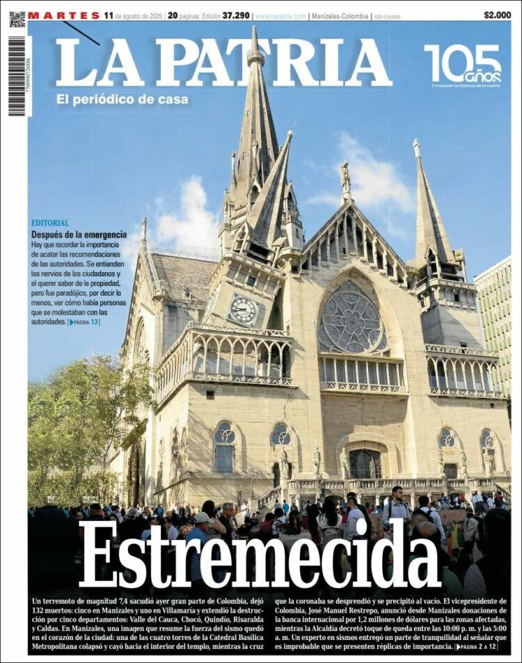 Portada de La Patria · 11 ago 2026