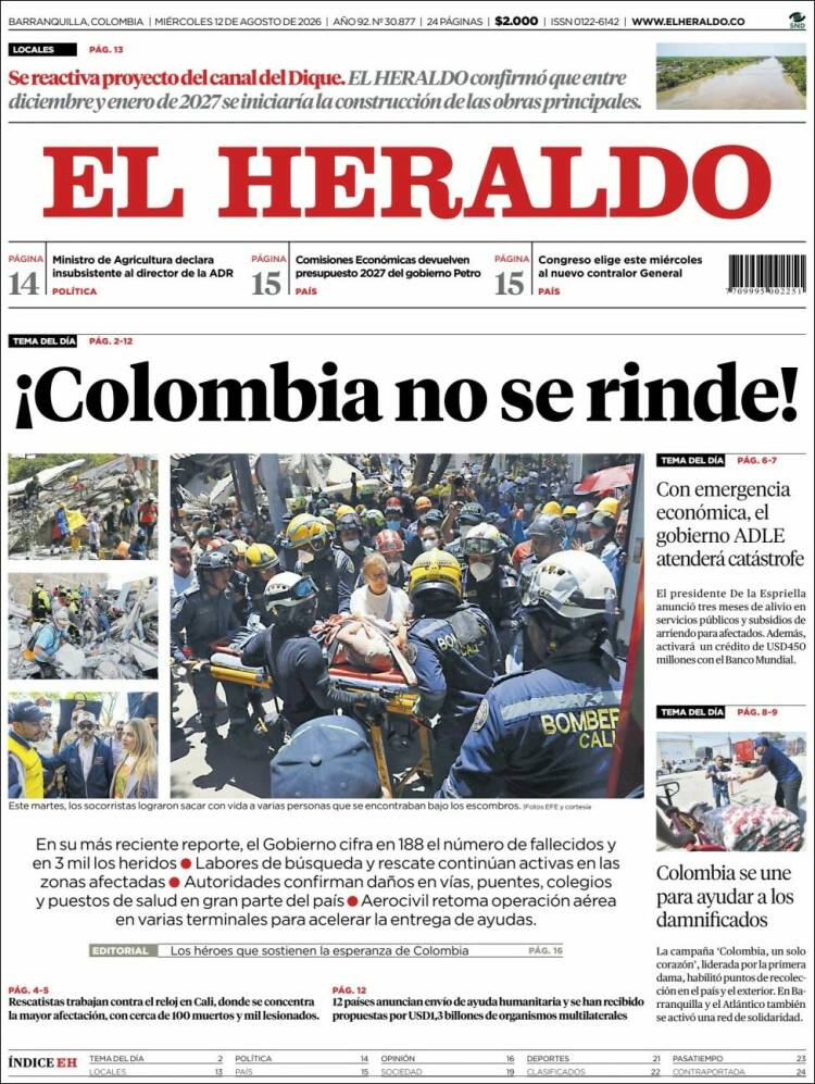 Portada de El Heraldo · 12 ago 2026