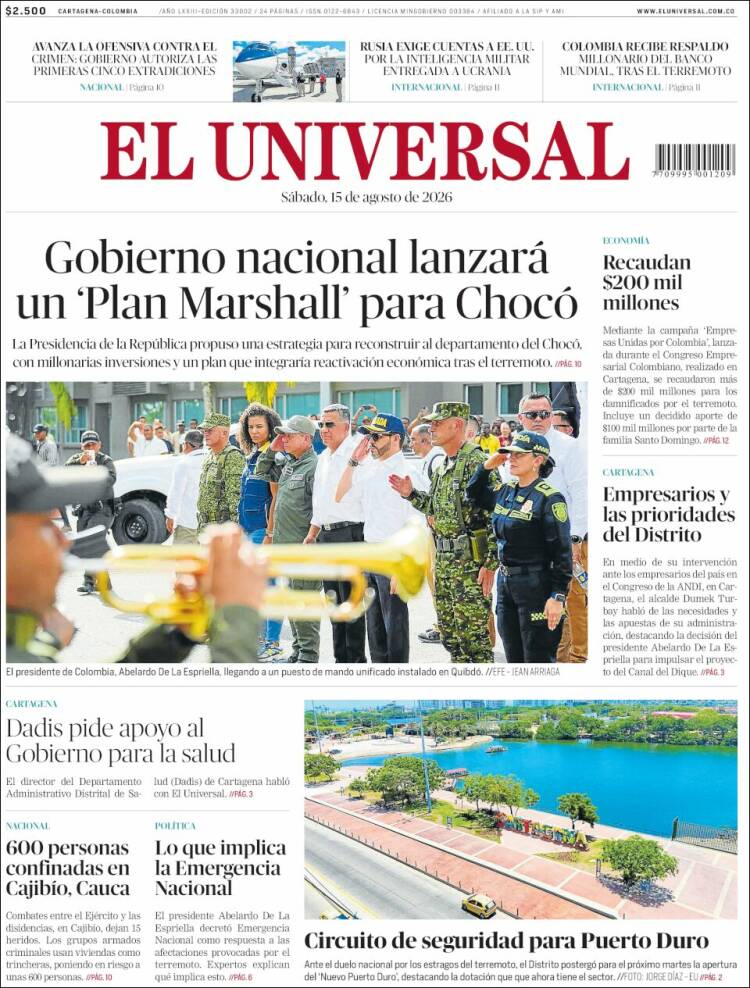 Portada de El Universal · 15 ago 2026